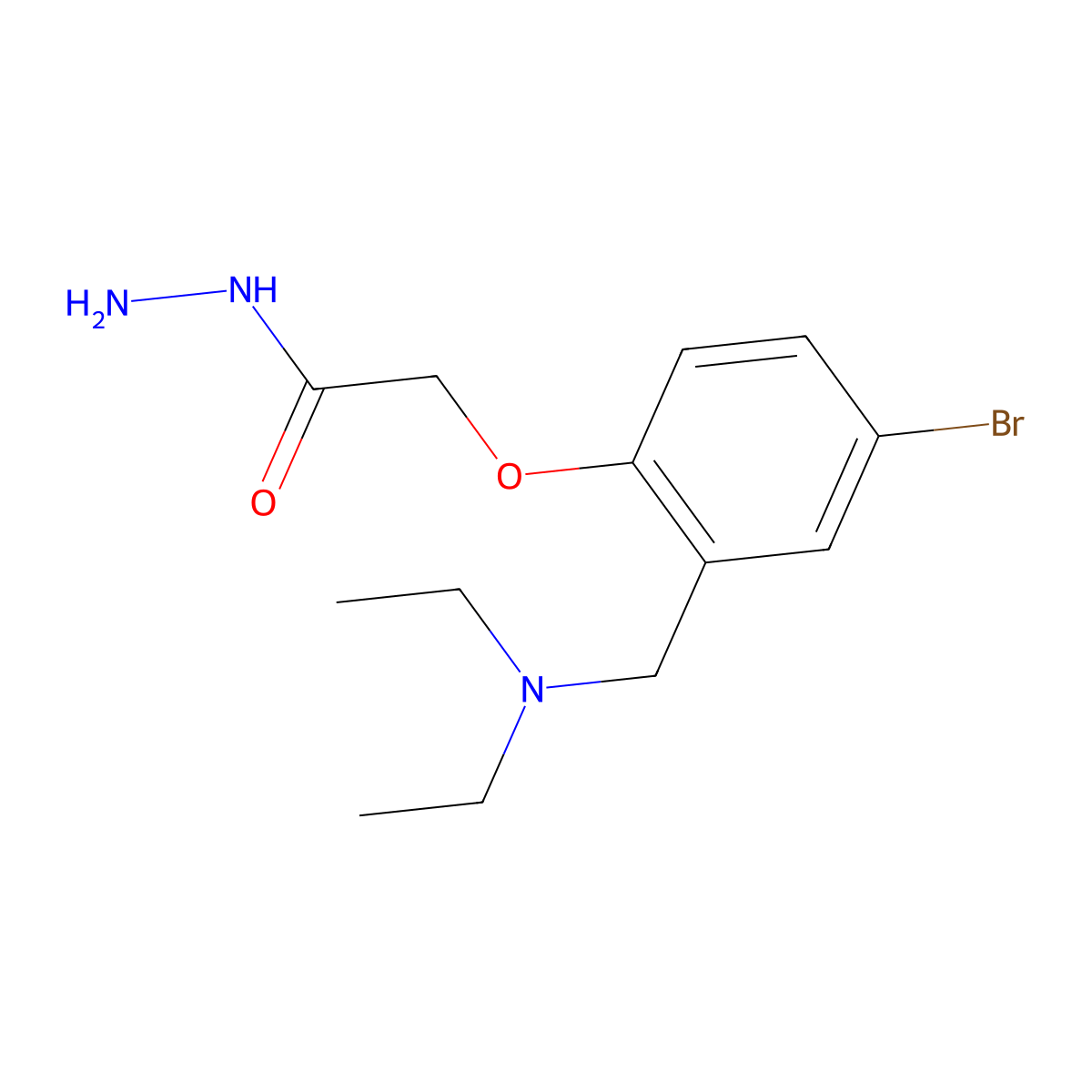 ACETIC ACID, ((4-BROMO-alpha-(DIETHYLAMINO)-o-TOLYL)OXY)-, HYDRAZIDE molecular structure, CAS 16158-14-8
