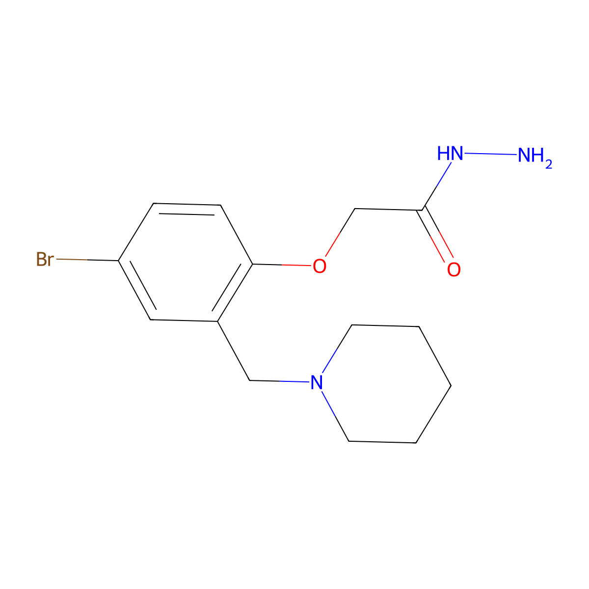 ACETIC ACID, ((4-BROMO-alpha-PIPERIDINO-o-TOLYL)OXY)-, HYDRAZIDE molecular structure, CAS 16158-18-2