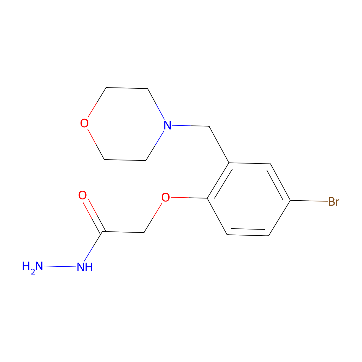 ACETIC ACID, ((4-BROMO-alpha-MORPHOLINO-o-TOLYL)OXY)-, HYDRAZIDE molecular structure, CAS 16158-23-9