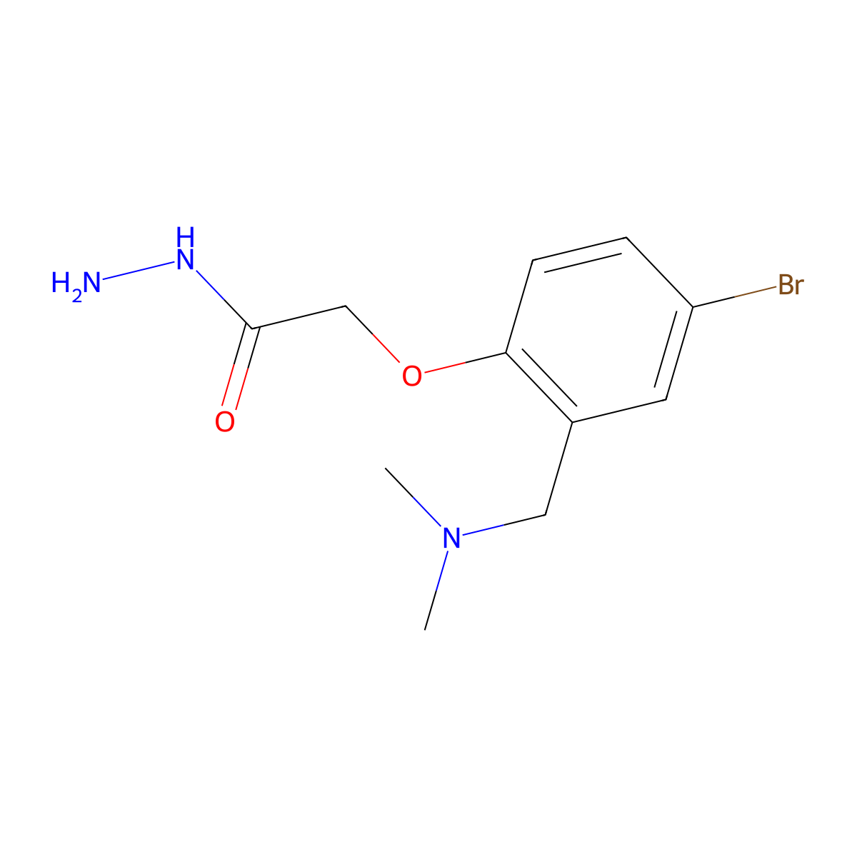ACETIC ACID, ((4-BROMO-alpha-(DIMETHYLAMINO)-o-TOLYL)OXY)-, HYDRAZIDE molecular structure, CAS 16158-49-9