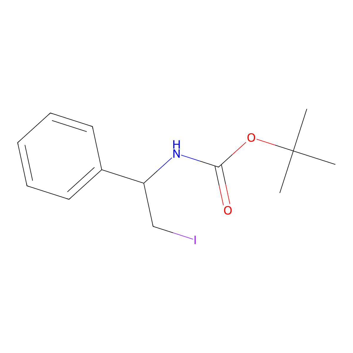 tert-butyl N-[(1R)-2-iodo-1-phenylethyl]carbamate molecular structure, CAS 161597-73-5