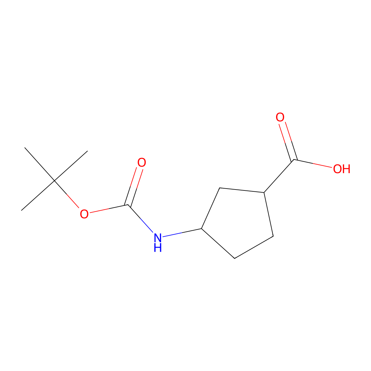(1S,3S)-3-((tert-Butoxycarbonyl)amino)cyclopentane-1-carboxylic acid molecular structure, CAS 161601-29-2