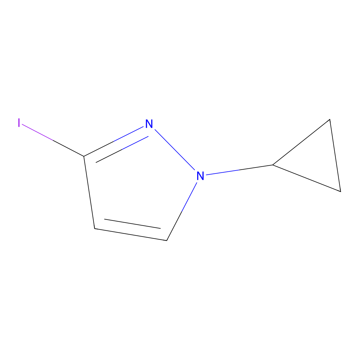 1-Cyclopropyl-3-iodo-1H-pyrazole molecular structure, CAS 1616069-72-7