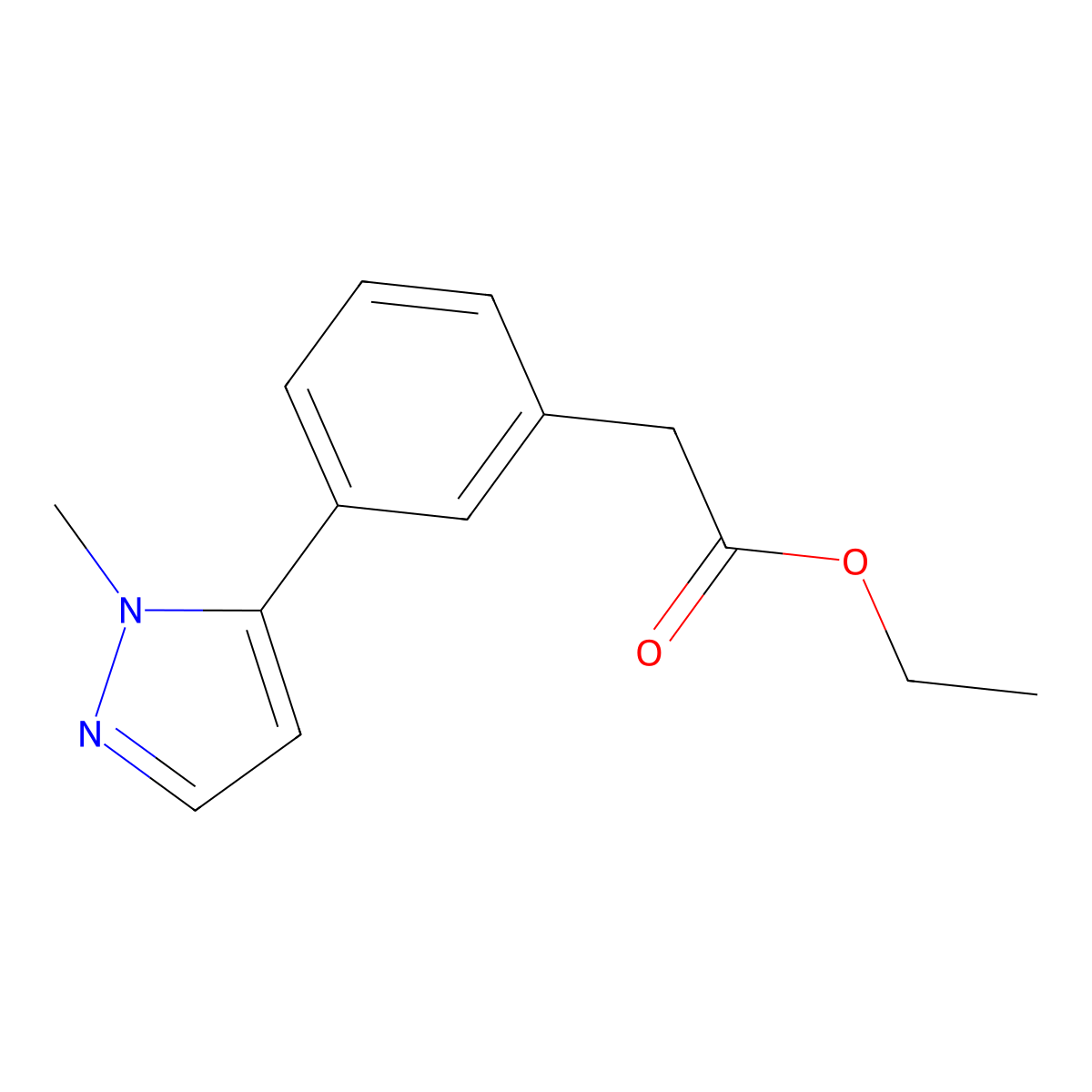 ethyl 2-(3-(1-methyl-1H-pyrazol-5-yl)phenyl)acetate molecular structure, CAS 1616077-59-8