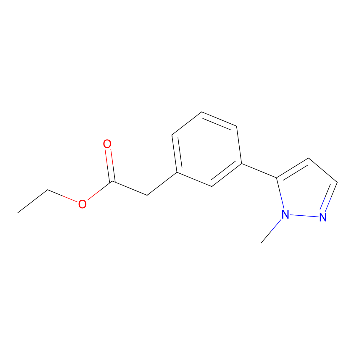 ethyl 2-(3-(1-methyl-1H-pyrazol-5-yl)phenyl)acetate molecular structure, CAS 1616077-59-8