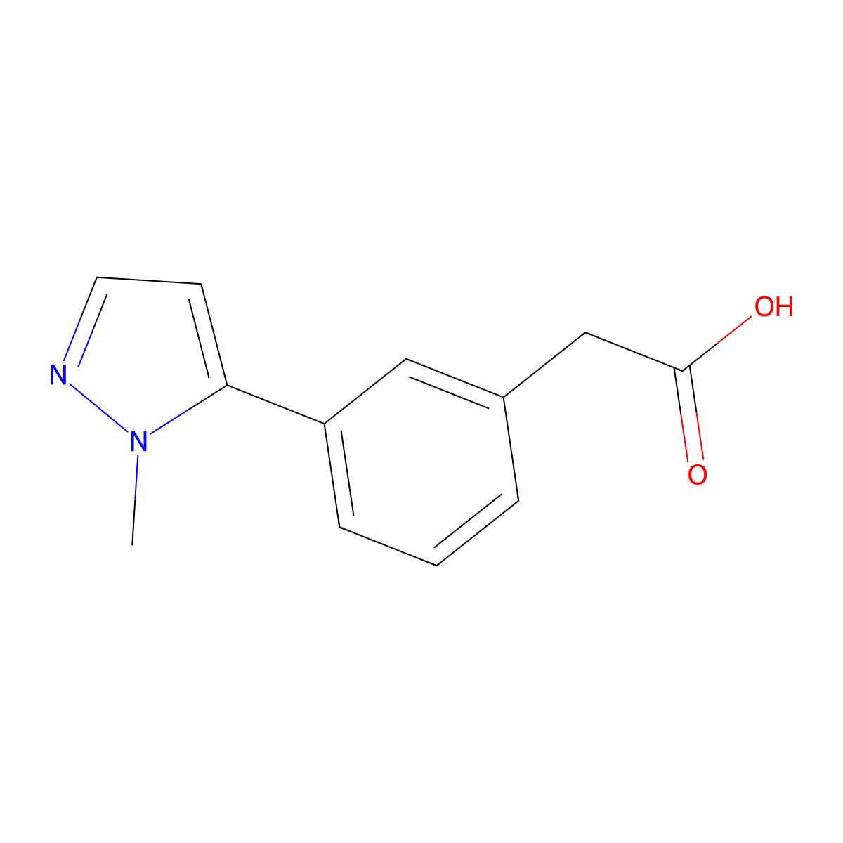 2-[3-(2-Methylpyrazol-3-yl)phenyl]aceticacid molecular structure, CAS 1616077-60-1