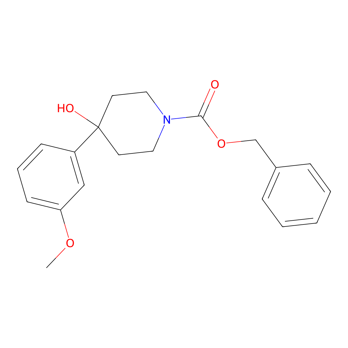 Benzyl 4-hydroxy-4-(3-methoxyphenyl)piperidine-1-carboxylate molecular structure, CAS 161609-72-9