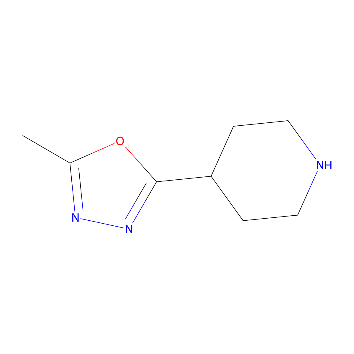 4-(5-Methyl-1,3,4-oxadiazol-2-yl)piperidine molecular structure, CAS 161609-79-6