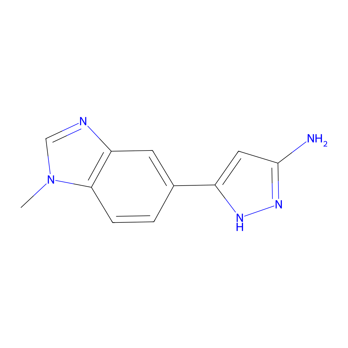 5-(1-methyl-1H-1,3-benzodiazol-5-yl)-1H-pyrazol-3-amine molecular structure, CAS 1616099-42-3