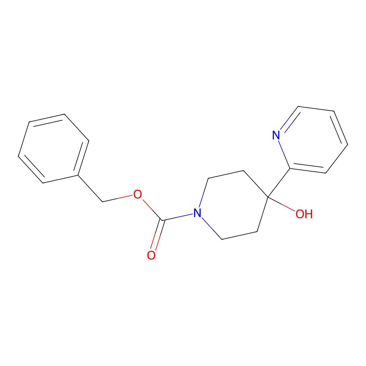Benzyl 4-hydroxy-4-(pyridin-2-yl)piperidine-1-carboxylate molecular structure, CAS 161610-16-8