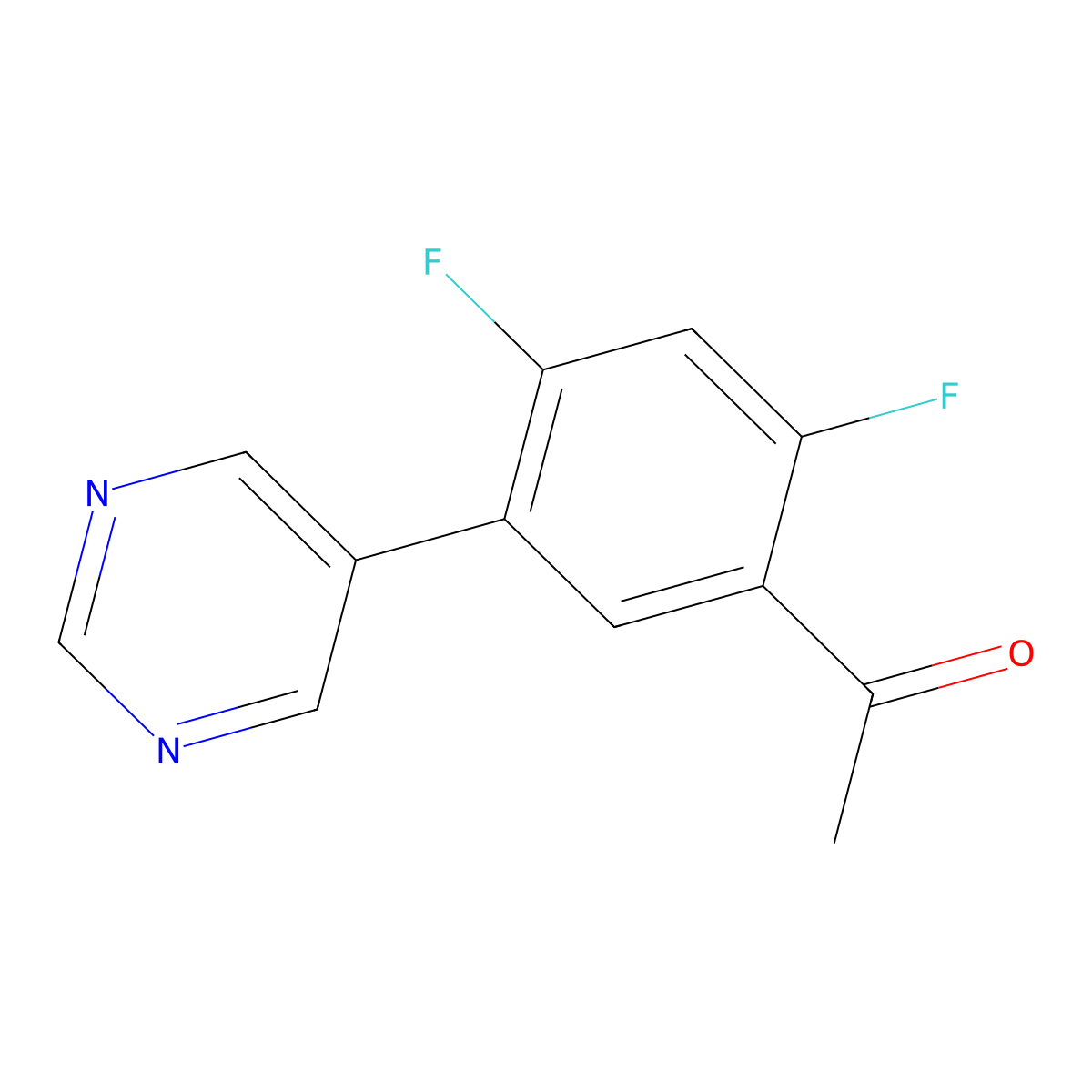 1-(2,4-Difluoro-5-(pyrimidin-5-yl)phenyl)ethanone molecular structure, CAS 1616105-35-1
