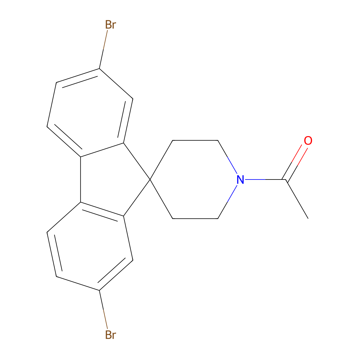 1-(2,7-Dibromospiro[fluorene-9,4'-piperidin]-1'-yl)ethanone molecular structure, CAS 1616114-00-1