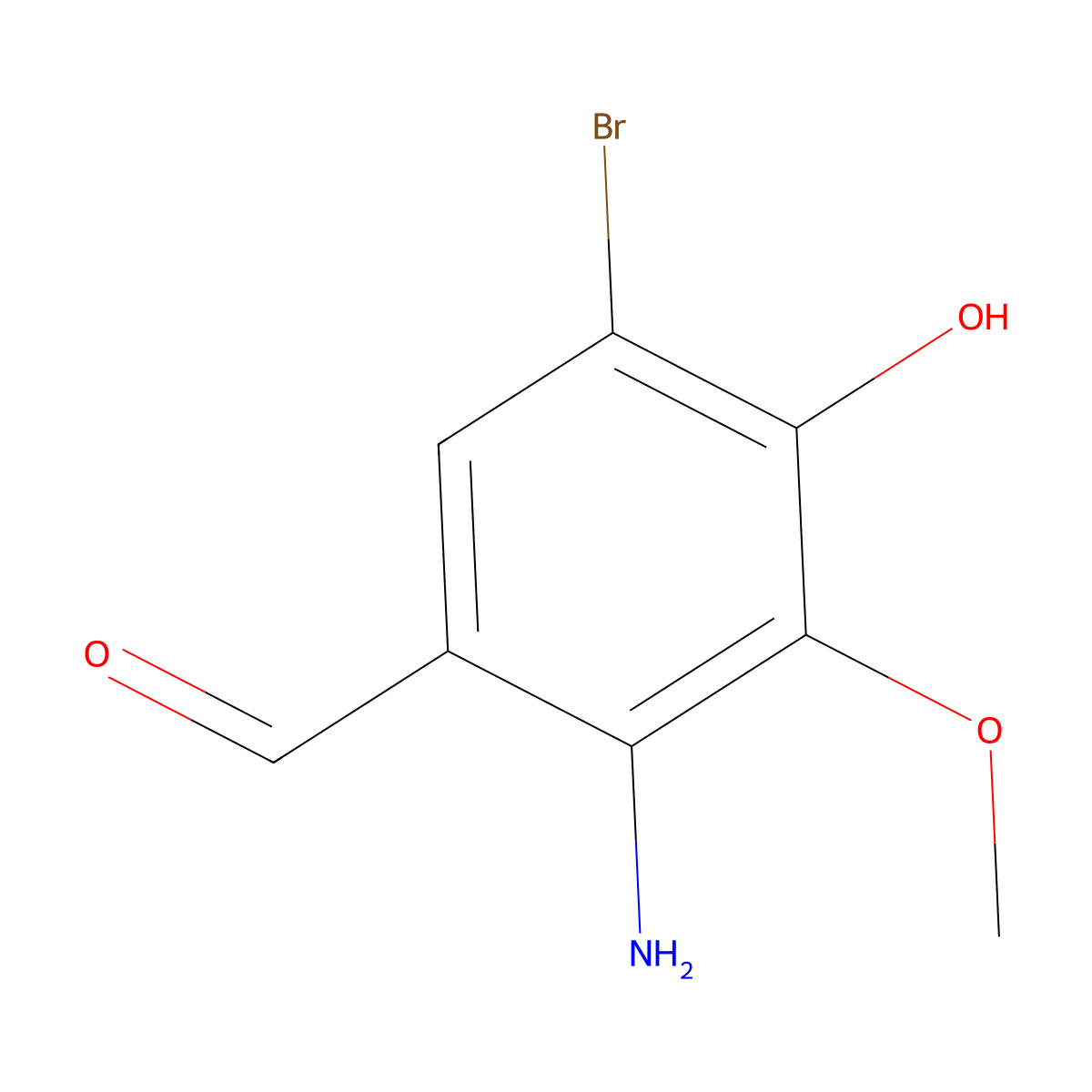 2-Amino-5-bromo-4-hydroxy-3-methoxybenzaldehyde molecular structure, CAS 161617-42-1