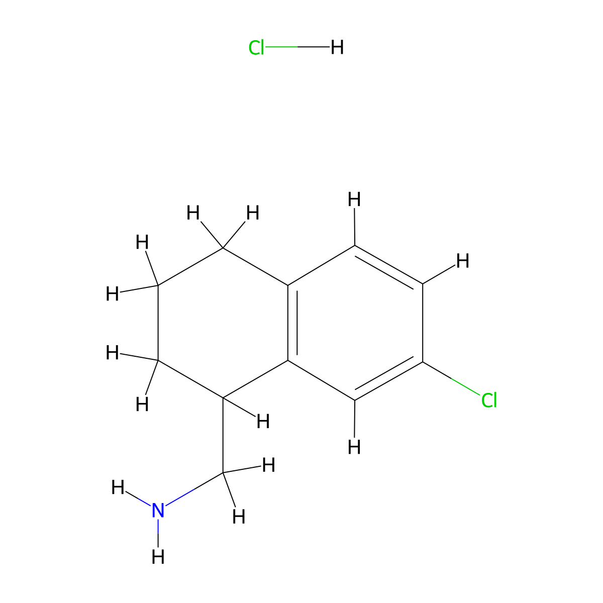 (7-Chloro-1,2,3,4-tetrahydronaphthalen-1-yl)methanamine hydrochloride molecular structure, CAS 1616267-35-6