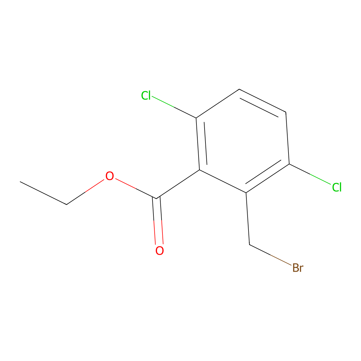 Ethyl 2-(bromomethyl)-3,6-dichlorobenzoate molecular structure, CAS 1616289-31-6