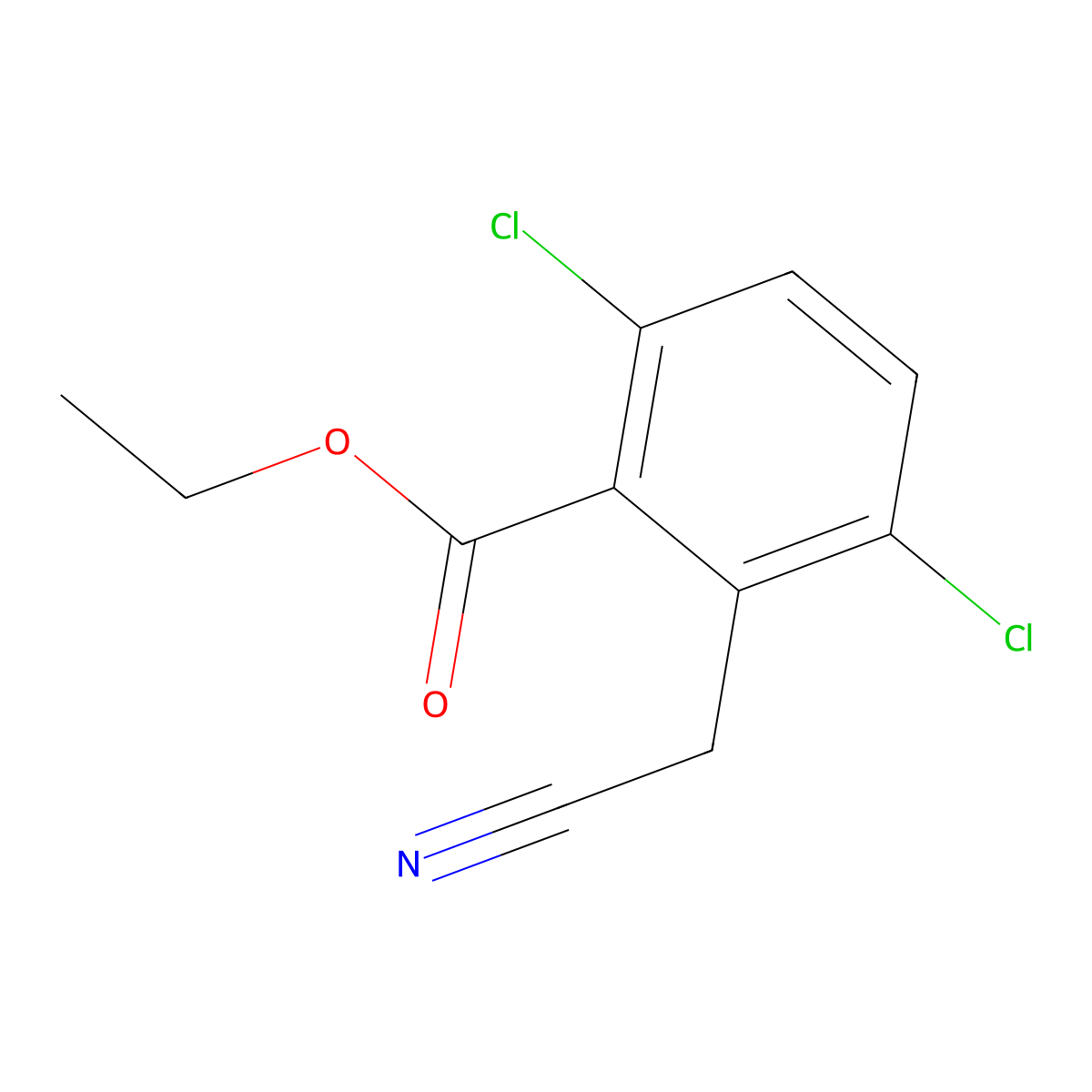 Ethyl 3,6-dichloro-2-(cyanomethyl)benzoate molecular structure, CAS 1616289-32-7