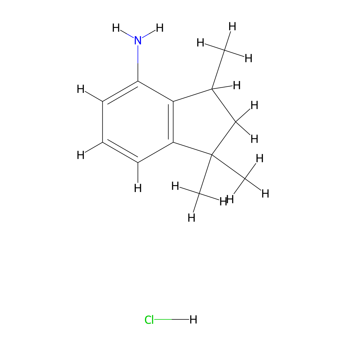 2,3-Dihydro-1,1,3-trimethyl-1H-inden-4-amine hydrochloride molecular structure, CAS 1616291-21-4