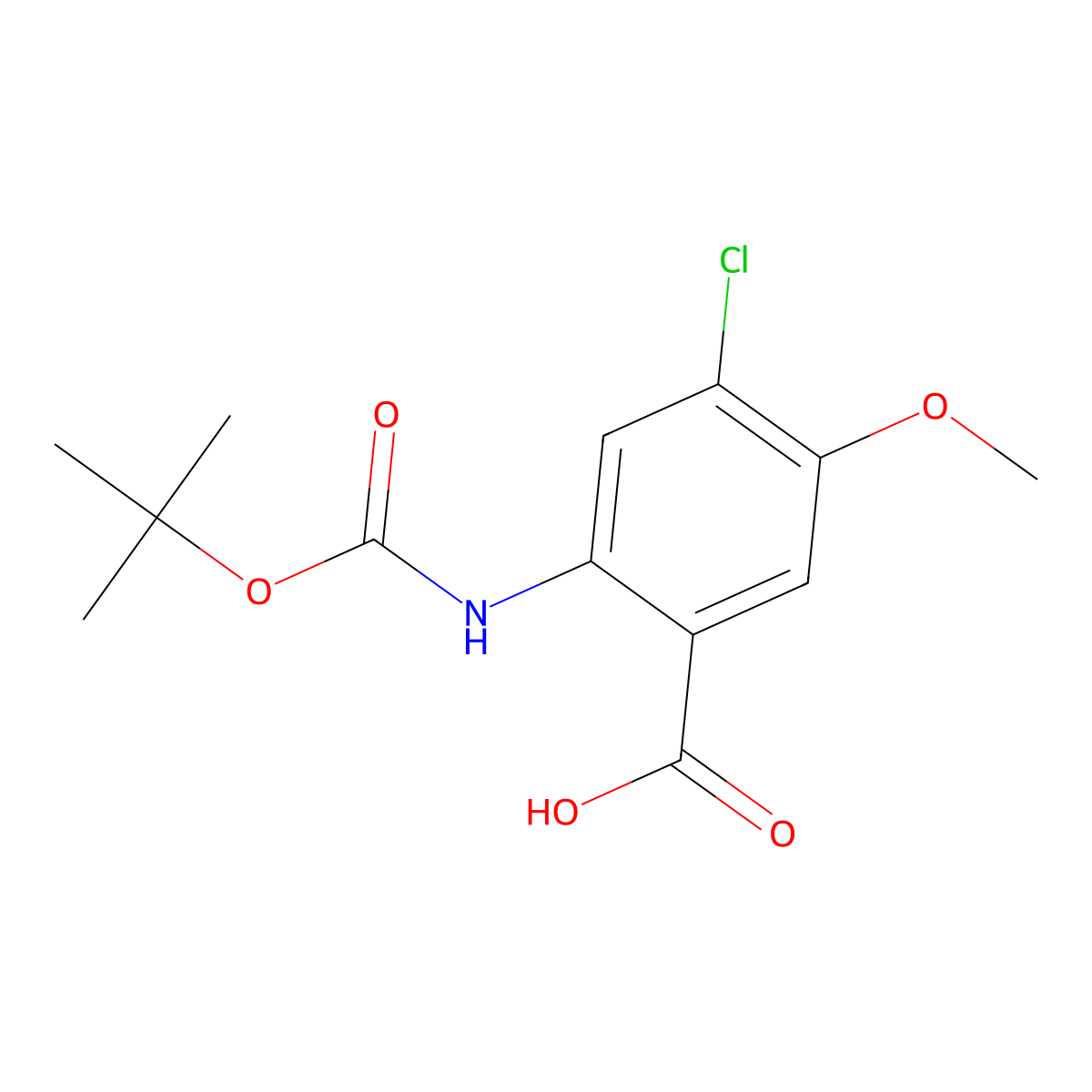 2-{[(Tert-butoxy)carbonyl]amino}-4-chloro-5-methoxybenzoic acid molecular structure, CAS 1616295-97-6