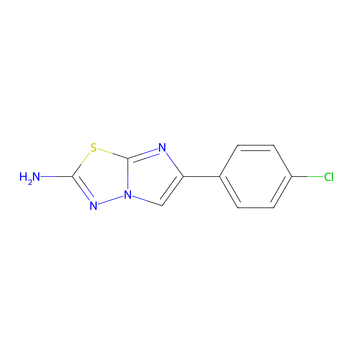 6-(4-Chlorophenyl)imidazo[2,1-b][1,3,4]thiadiazol-2-amine molecular structure, CAS 16163-53-4