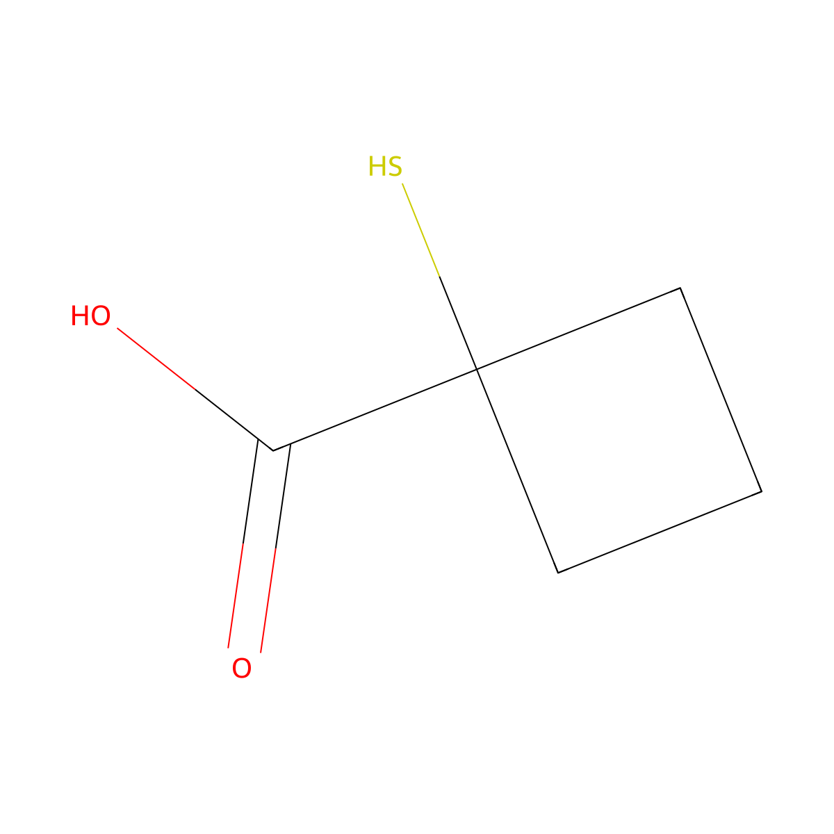 1-Sulfanylcyclobutane-1-carboxylic acid molecular structure, CAS 1616361-00-2