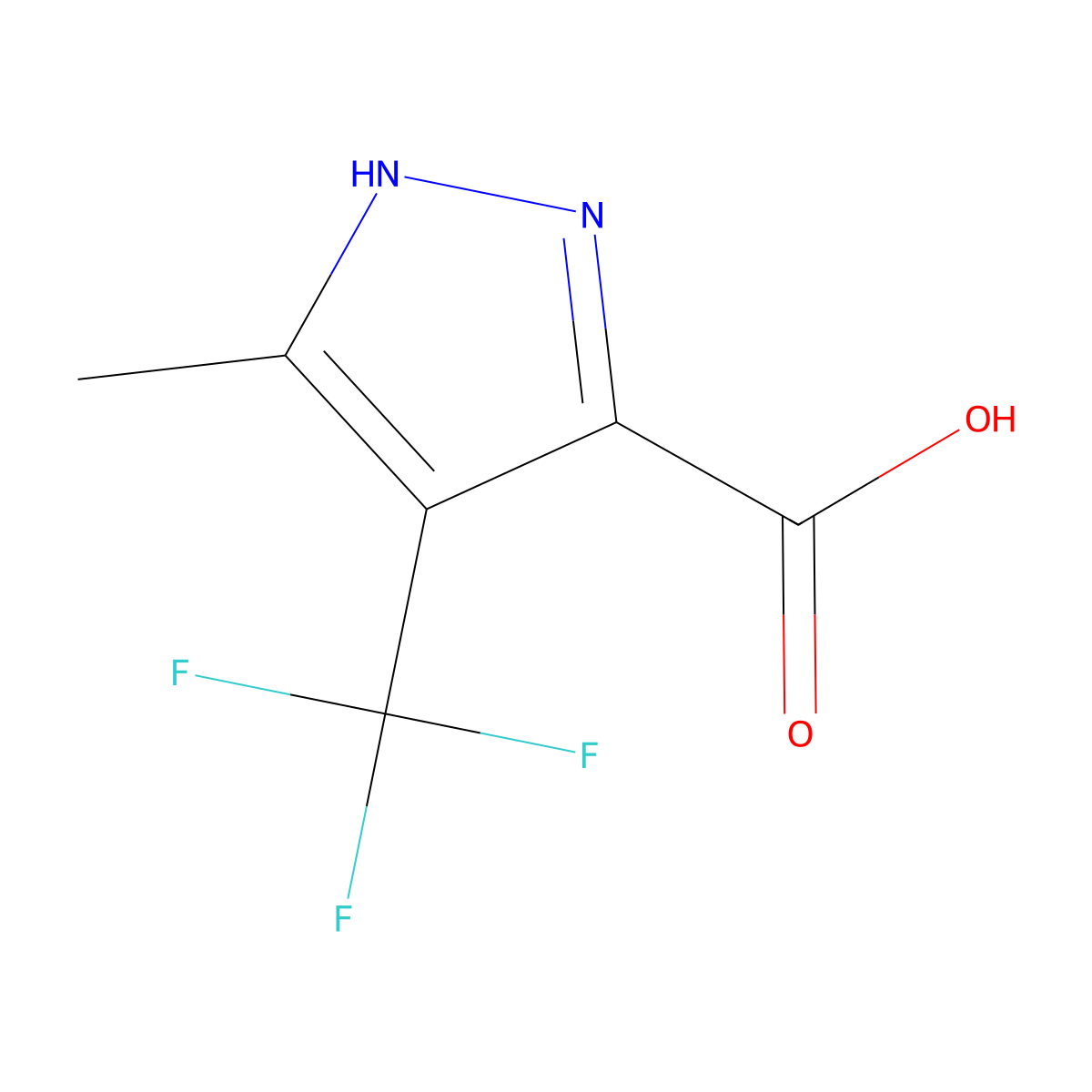 5-methyl-4-(trifluoromethyl)-1H-pyrazole-3-carboxylic acid molecular structure, CAS 1616388-35-2