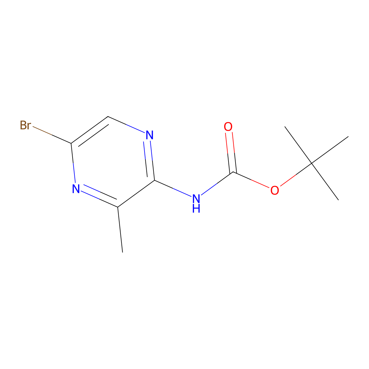 tert-Butyl N-(5-bromo-3-methylpyrazin-2-yl)carbamate molecular structure, CAS 1616415-86-1