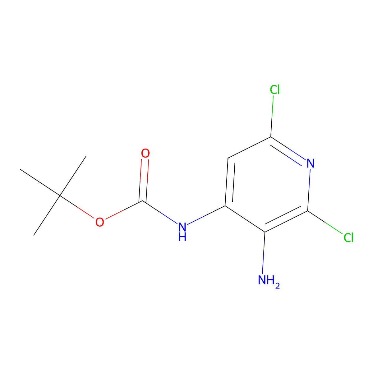 Tert-butyl (3-amino-2,6-dichloropyridin-4-yl)carbamate molecular structure, CAS 1616434-23-1