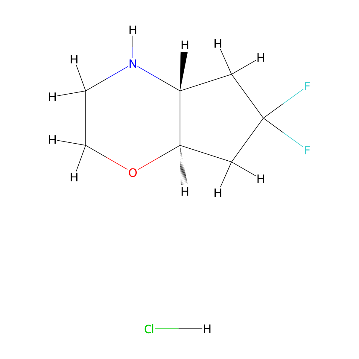 (4aR,7aR)-rel-6,6-Difluorooctahydrocyclopenta[b][1,4]oxazine hydrochloride molecular structure, CAS 1616434-78-6