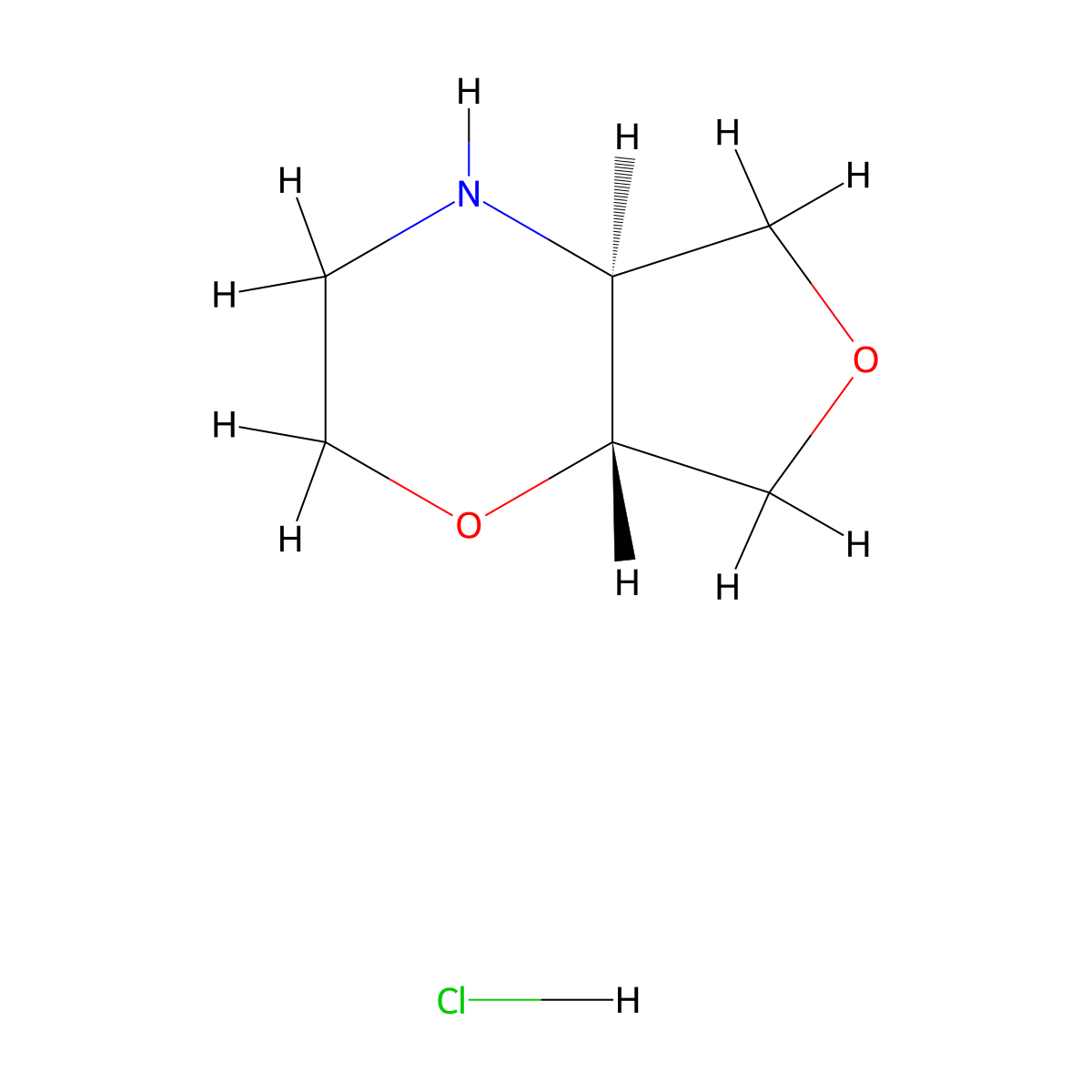 rac-(4aR,7aS)-hexahydro-2H-furo[3,4-b]morpholine hydrochloride molecular structure, CAS 1616434-92-4