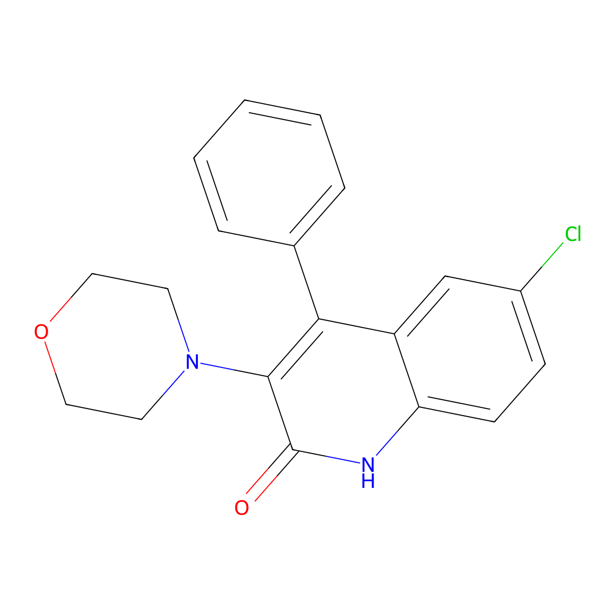 6-Chloro-3-morpholin-4-yl-4-phenyl-1H-quinolin-2-one molecular structure, CAS 161645-40-5