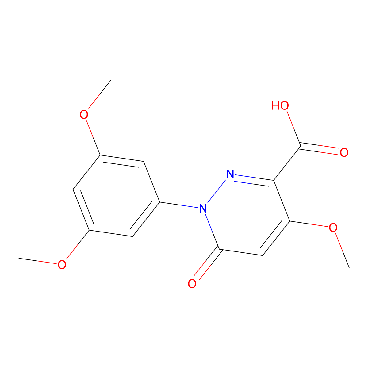 1-(3,5-Dimethoxyphenyl)-4-methoxy-6-oxo-1,6-dihydropyridazine-3-carboxylic acid molecular structure, CAS 1616500-54-9