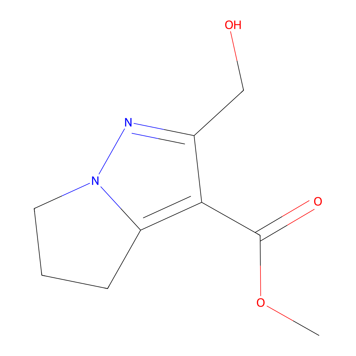 methyl 2-(hydroxymethyl)-5,6-dihydro-4H-pyrrolo[1,2-b]pyrazole-3-carboxylate molecular structure, CAS 1616500-57-2