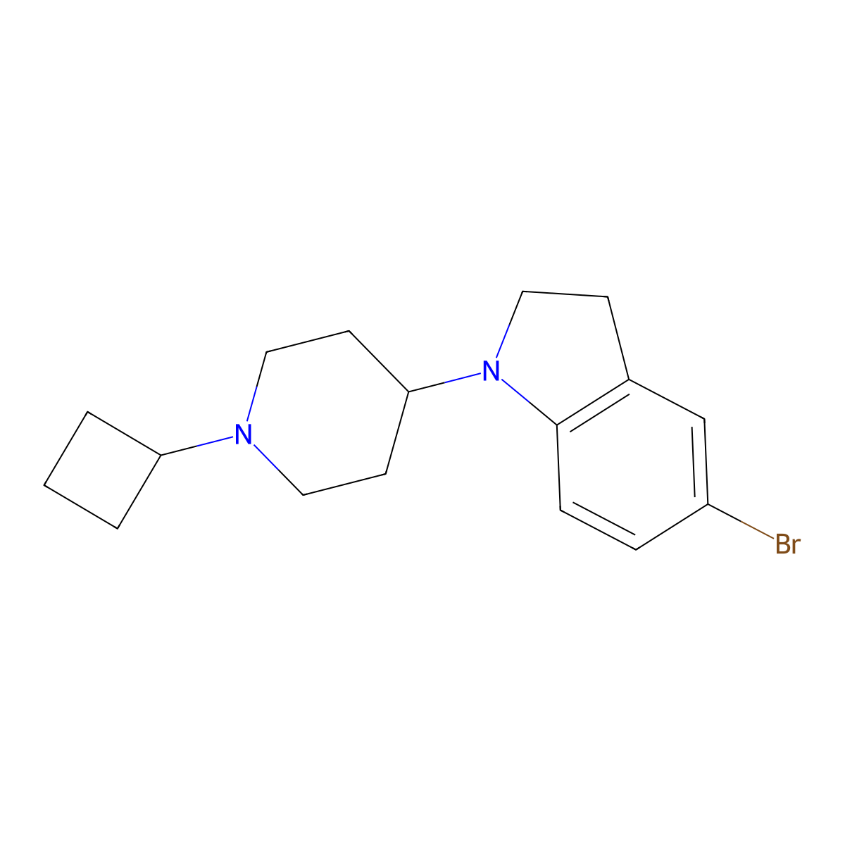 5-bromo-1-(1-cyclobutylpiperidin-4-yl)-2,3-dihydro-1H-indole molecular structure, CAS 1616500-64-1