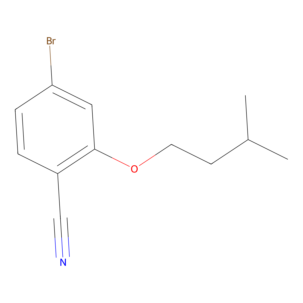 4-Bromo-2-(3-methylbutoxy)benzonitrile molecular structure, CAS 1616500-68-5