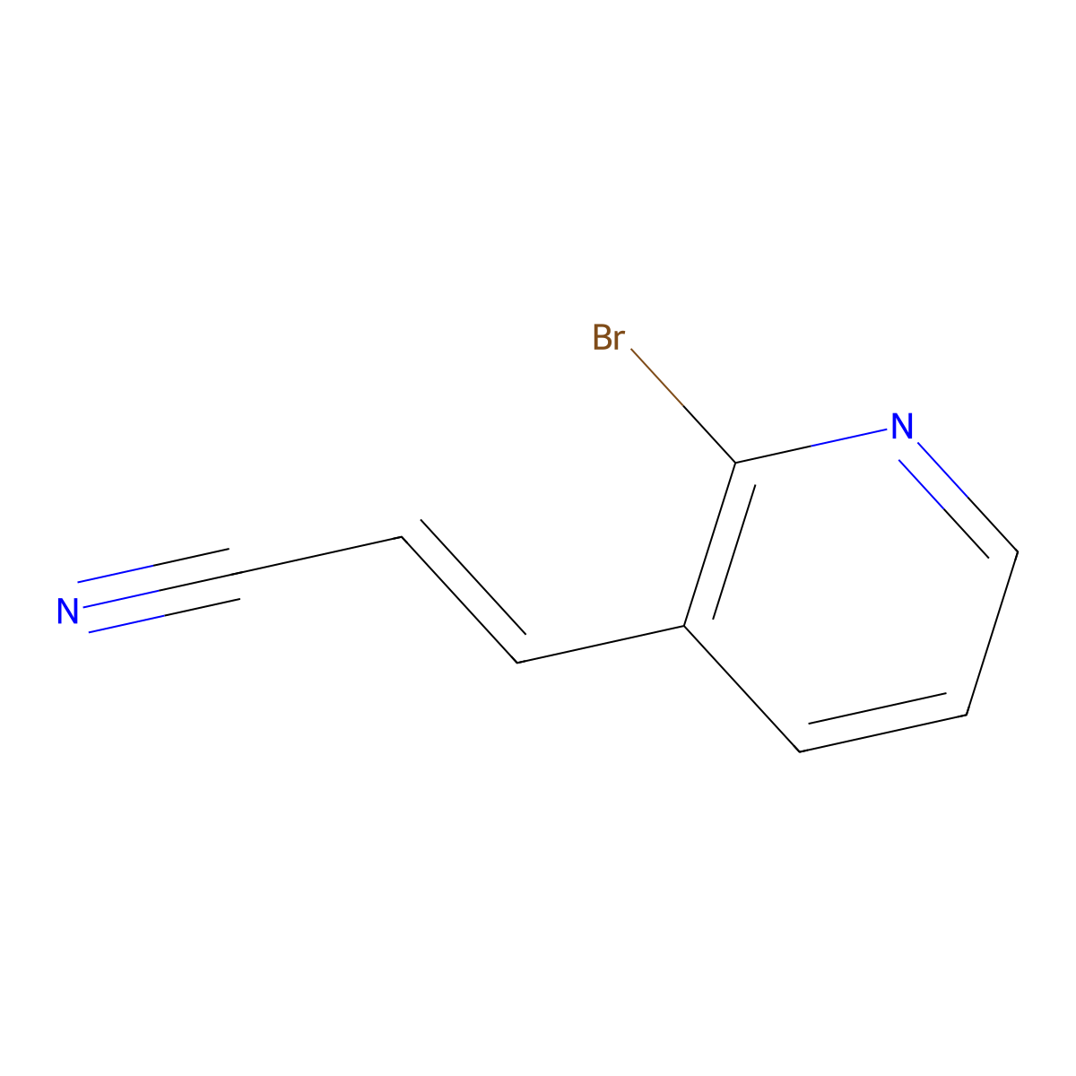 (2E)-3-(2-bromopyridin-3-yl)prop-2-enenitrile molecular structure, CAS 1616502-81-8