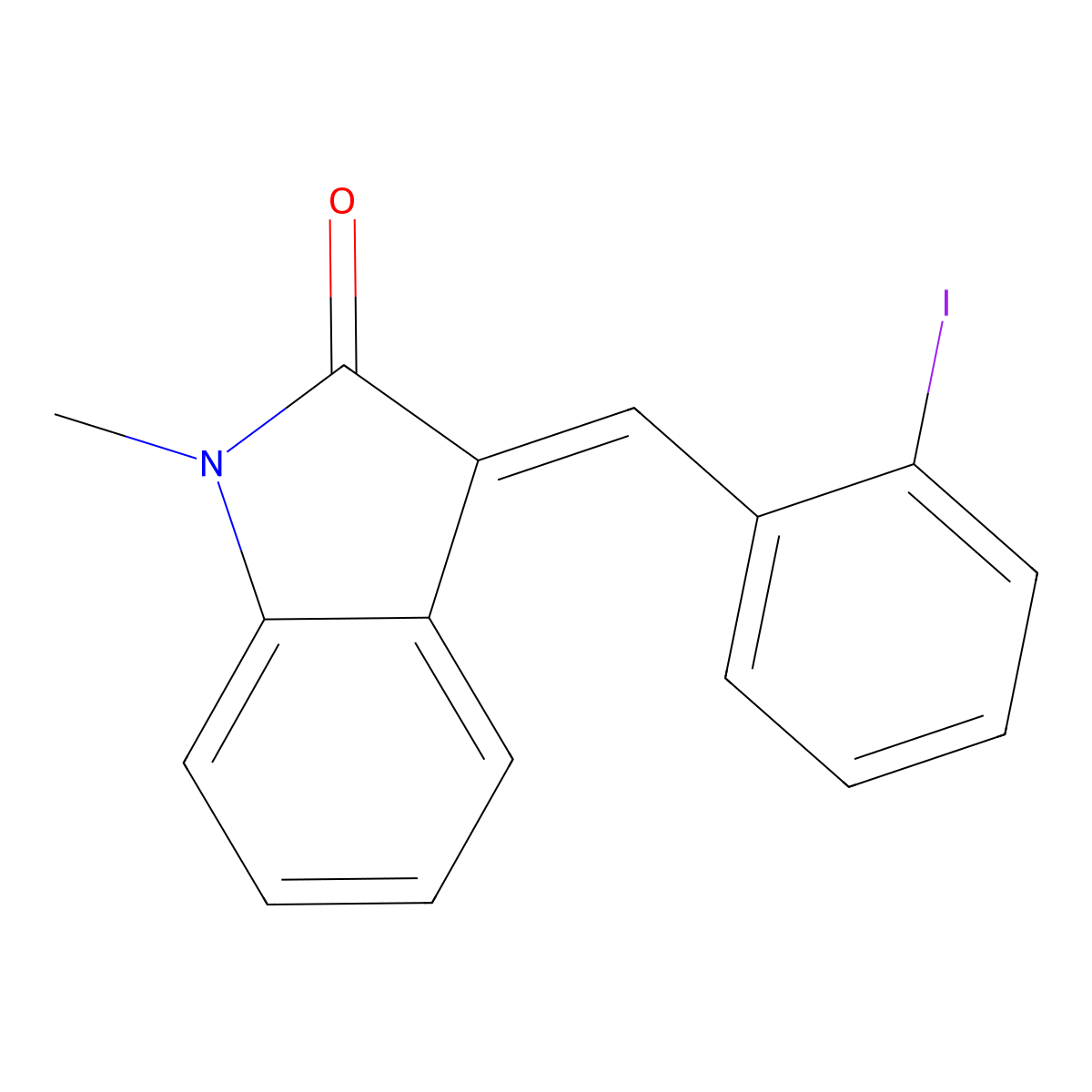 (3Z)-3-[(2-iodophenyl)methylidene]-1-methyl-2,3-dihydro-1H-indol-2-one molecular structure, CAS 1616502-83-0