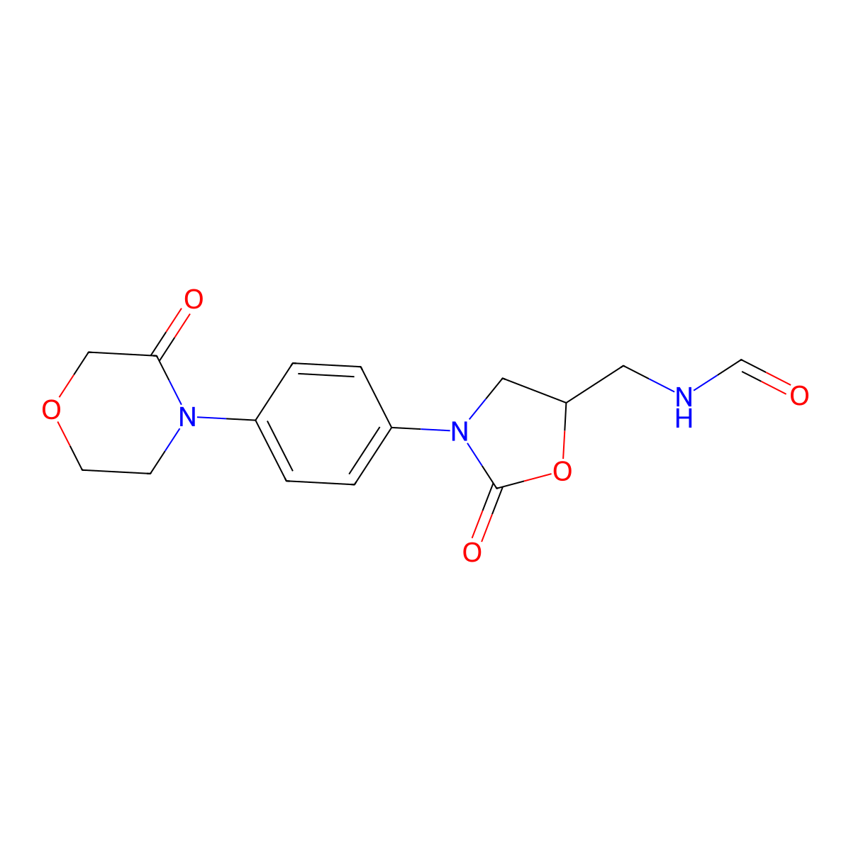 N-({(5S)-2-oxo-3-[4-(3-oxomorpholin-4-yl)phenyl]-1,3-oxazolidin-5-yl}methyl)formamide molecular structure, CAS 1616563-62-2