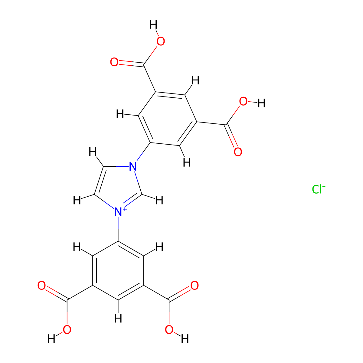 1,3-Bis(3,5-dicarboxyphenyl)-1H-imidazol-3-ium chloride molecular structure, CAS 1616577-91-3