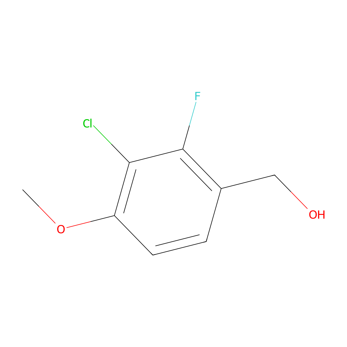 (3-Chloro-2-fluoro-4-methoxyphenyl)methanol molecular structure, CAS 1616601-81-0