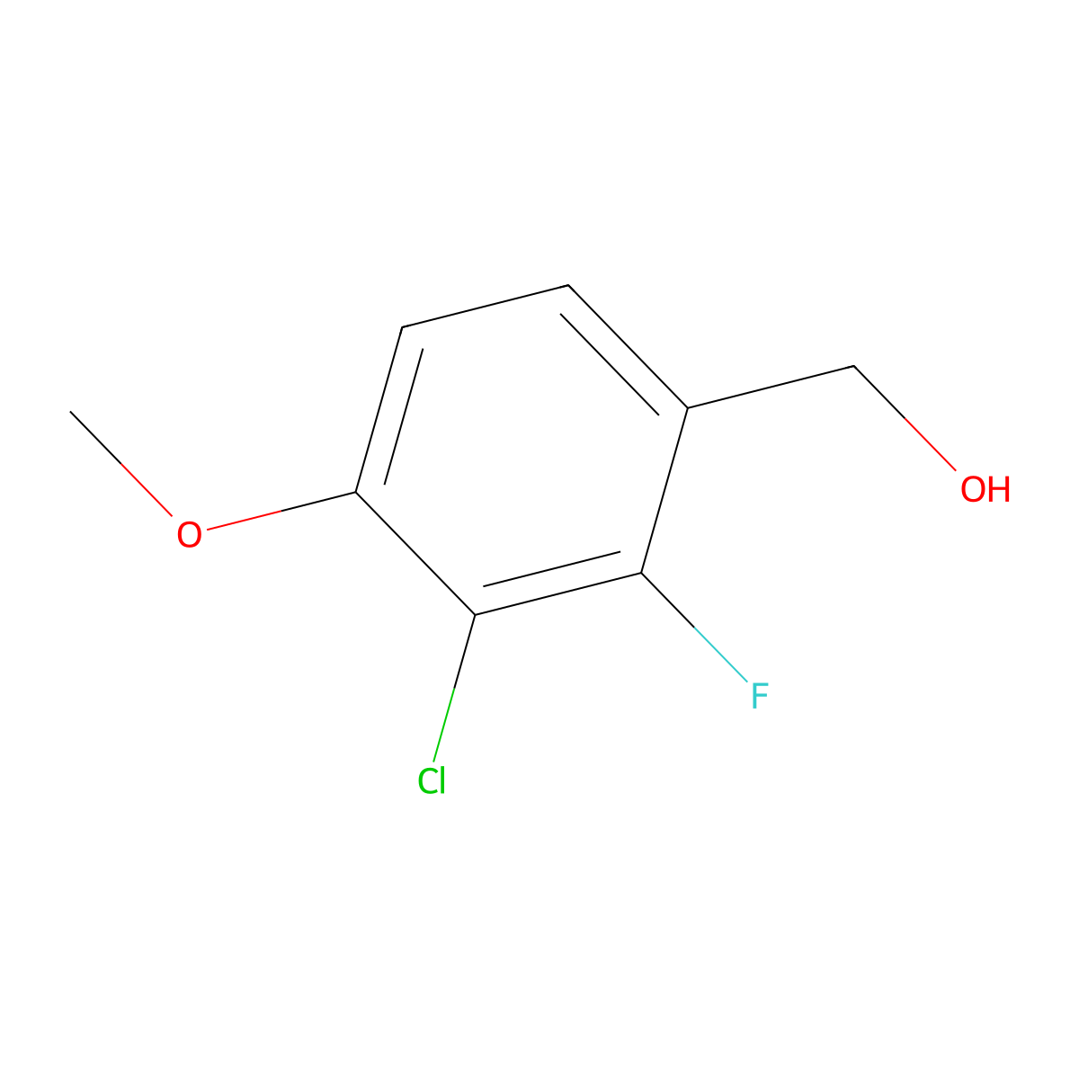 (3-Chloro-2-fluoro-4-methoxyphenyl)methanol molecular structure, CAS 1616601-81-0