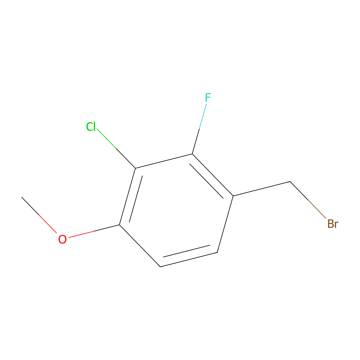 1-(Bromomethyl)-3-chloro-2-fluoro-4-methoxybenzene molecular structure, CAS 1616601-82-1