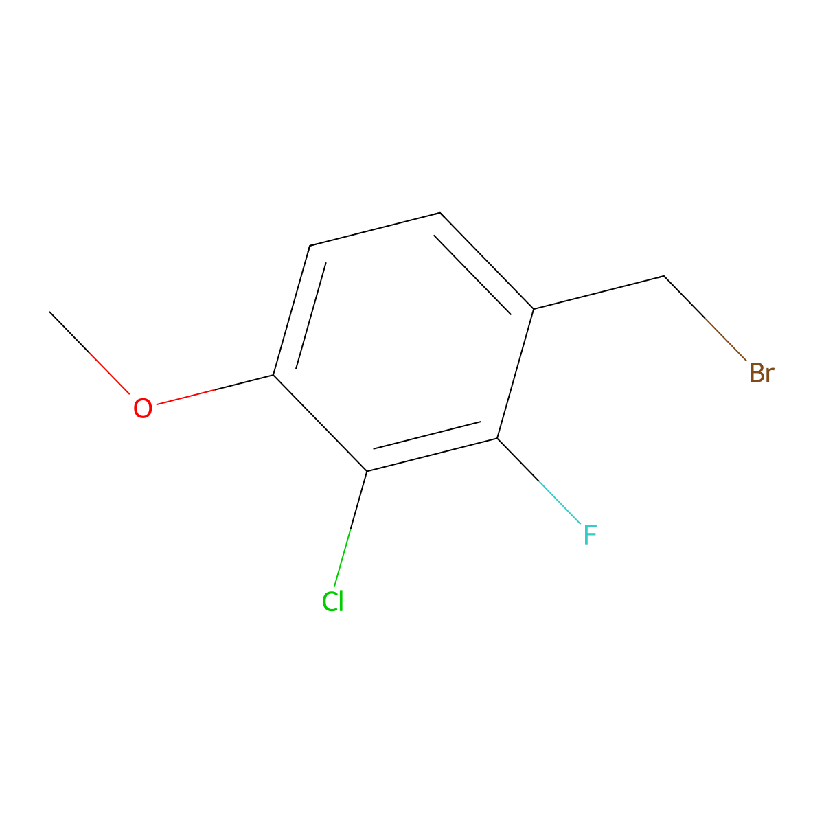 1-(Bromomethyl)-3-chloro-2-fluoro-4-methoxybenzene molecular structure, CAS 1616601-82-1