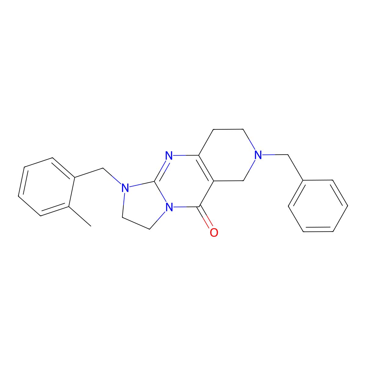Imidazo(1,2-a)pyrido(4,3-d)pyrimidin-5(1H)-one, 2,3,6,7,8,9-hexahydro-1-((2-methylphenyl)methyl)-7-(phenylmethyl)- molecular structure, CAS 1616632-80-4