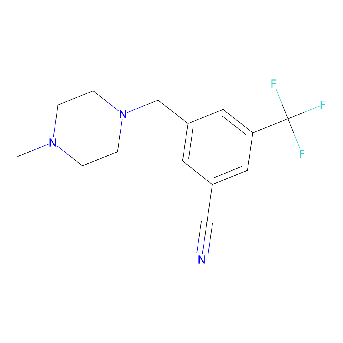 3-((4-Methylpiperazin-1-yl)methyl)-5-(trifluoromethyl)benzonitrile molecular structure, CAS 1616670-61-1