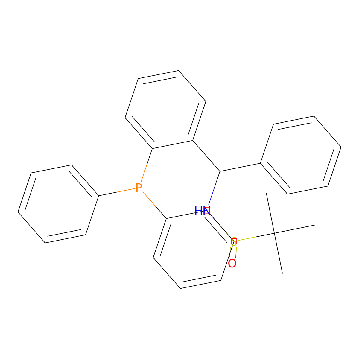 (R)-N-((R)-(2-(diphenylphosphanyl) phenyl)(phenyl)methyl)-2-methylpropane-2-sulfinamide molecular structure, CAS 1616688-59-5