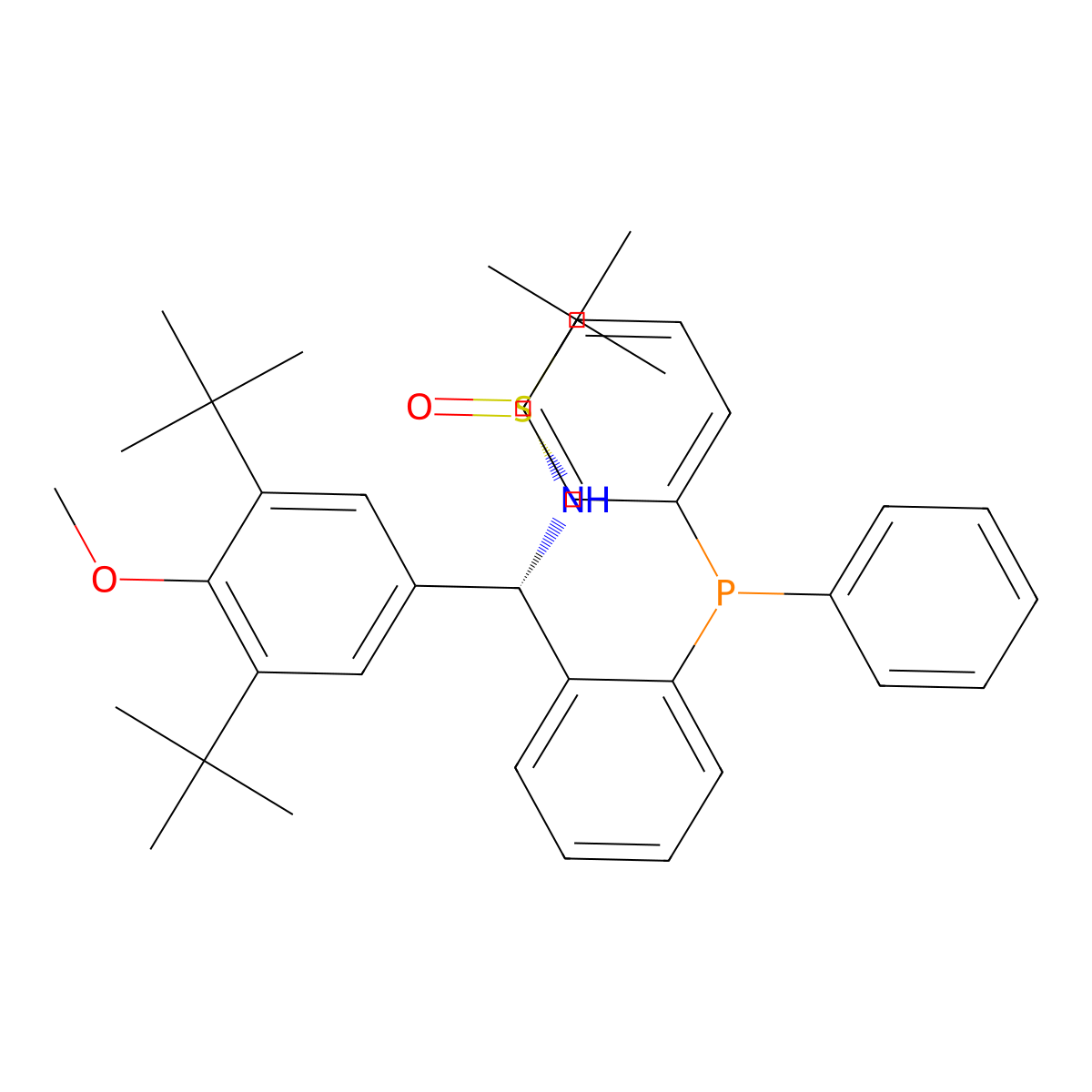 (R)-N-((S)-(3,5-di-tert-butyl-4-methoxyphenyl)(2-(diphenyl phosphanyl)phenyl)methyl)-2-methylpropane-2-sulfinamide molecular structure, CAS 1616688-63-1
