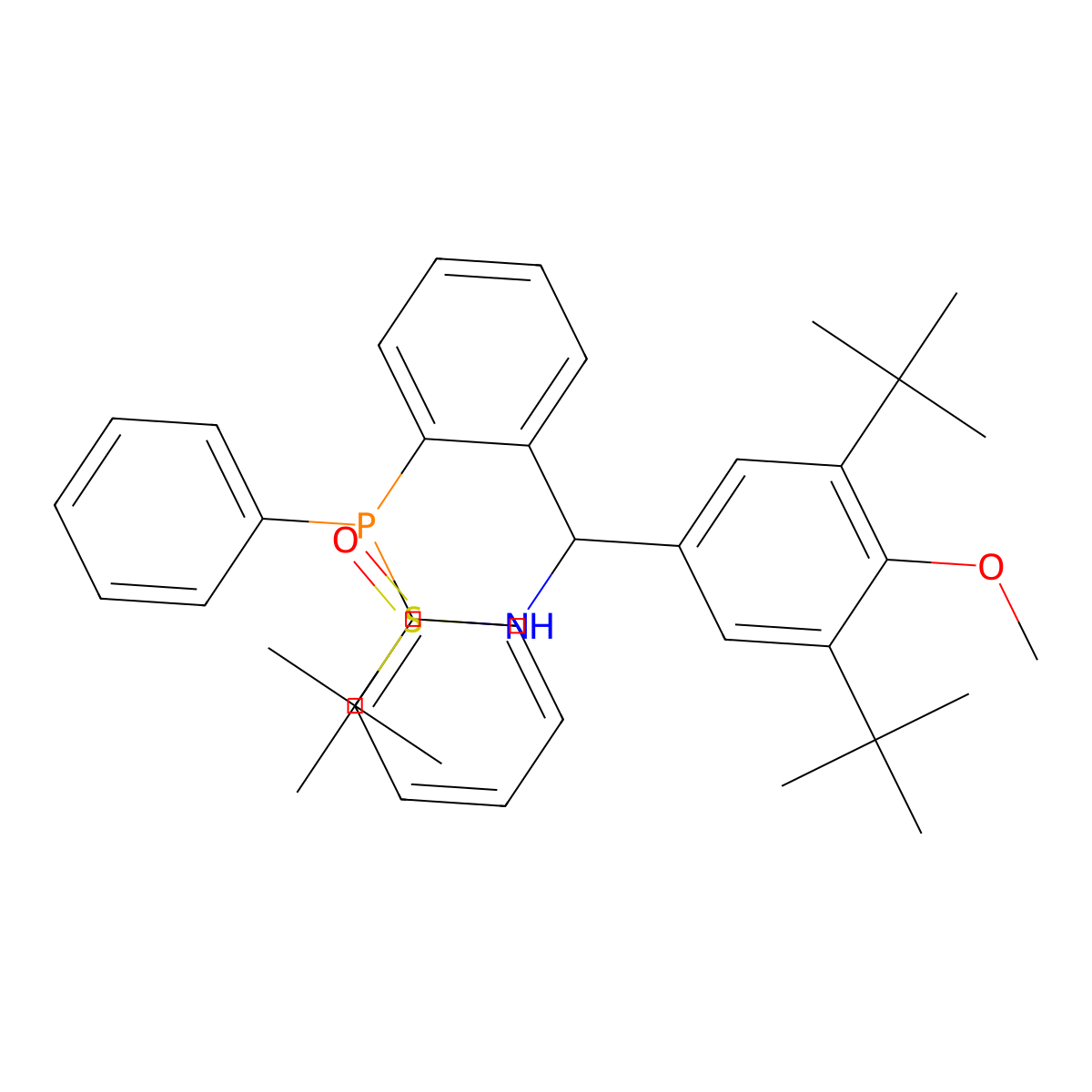 (R)-N-((R)-(3,5-di-tert-butyl-4-methoxyphenyl)(2-(diphenylphos phanyl)phenyl)methyl)-2-methylpropane-2-sulfinamide molecular structure, CAS 1616688-64-2