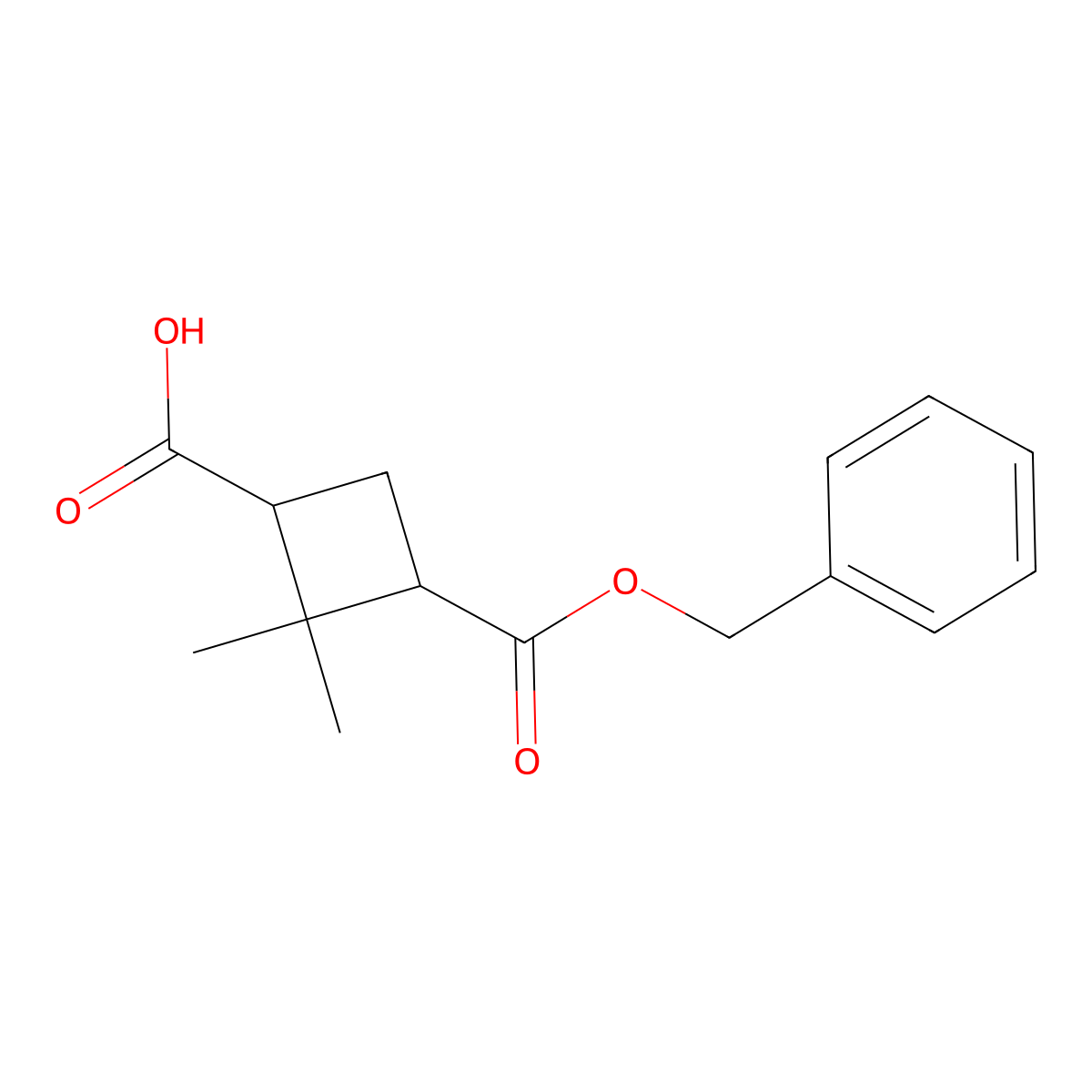(1S,3R)-3-((benzyloxy)carbonyl)-2,2-dimethylcyclobutane-1-carboxylic acid molecular structure, CAS 1616705-62-4