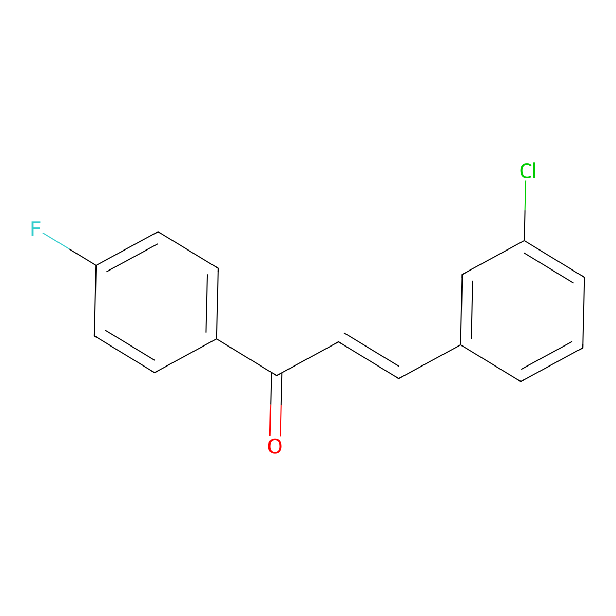 (E)-3-(3-chlorophenyl)-1-(4-fluorophenyl)prop-2-en-1-one molecular structure, CAS 1616723-47-7