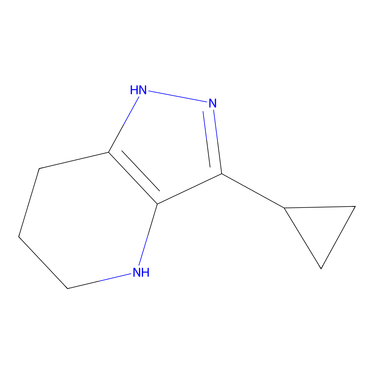 3-cyclopropyl-4,5,6,7-tetrahydro-1H-pyrazolo[4,3-b]pyridine molecular structure, CAS 1616726-51-2
